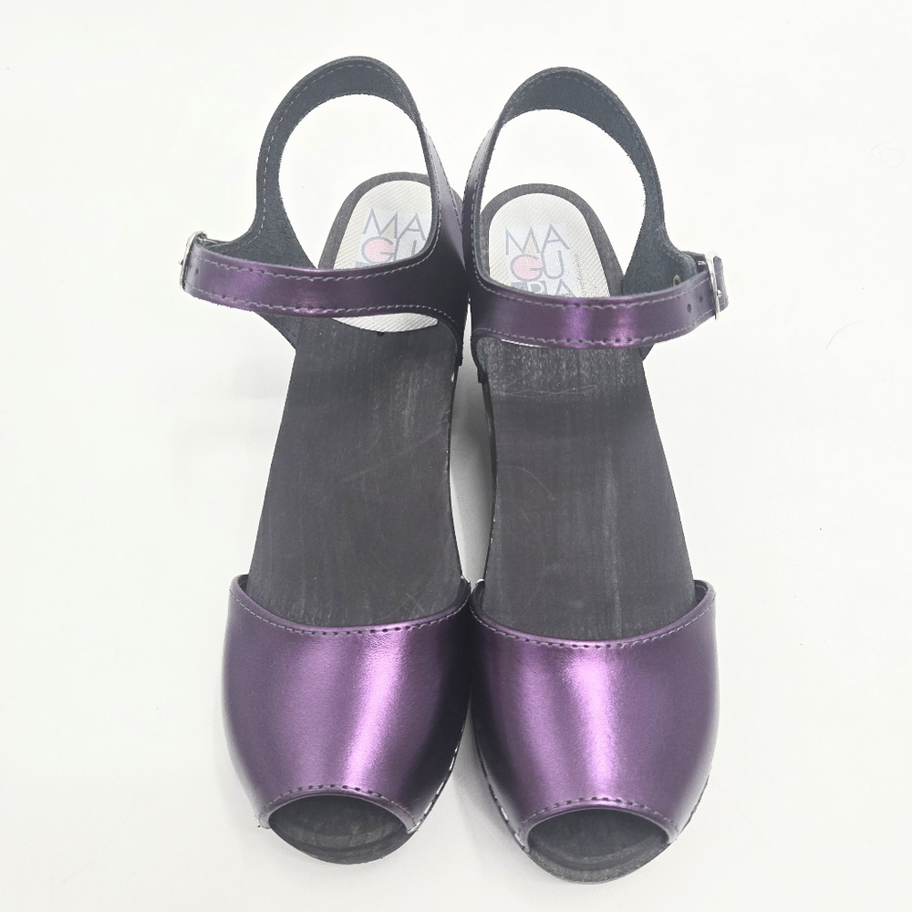 Maguba Clogs Metallic Purple Peep Toe